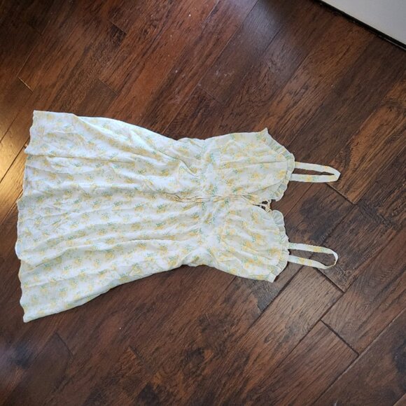 Scarlet Darkness Milkmaid Cottagecore Midi Floral Dress Yellow Size 2X - Picture 5 of 10